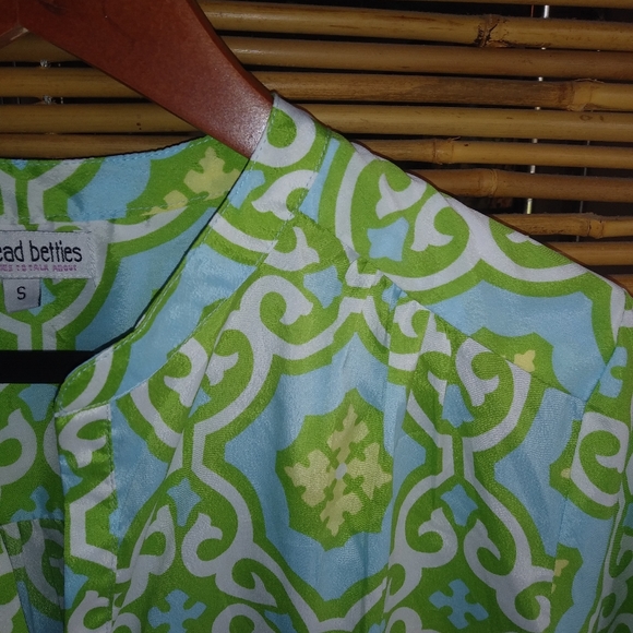 BUCKHEAD BETTIES Lime Turquoise Top S - Picture 2 of 7